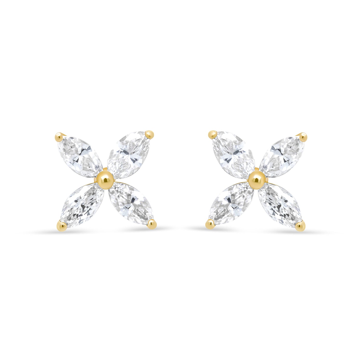 14K White Gold 1/2 Cttw Marquise Diamond 8 Stone Floral Leaf Stud Earrings (H-I Color, SI1-SI2 Clarity) by Bids.com