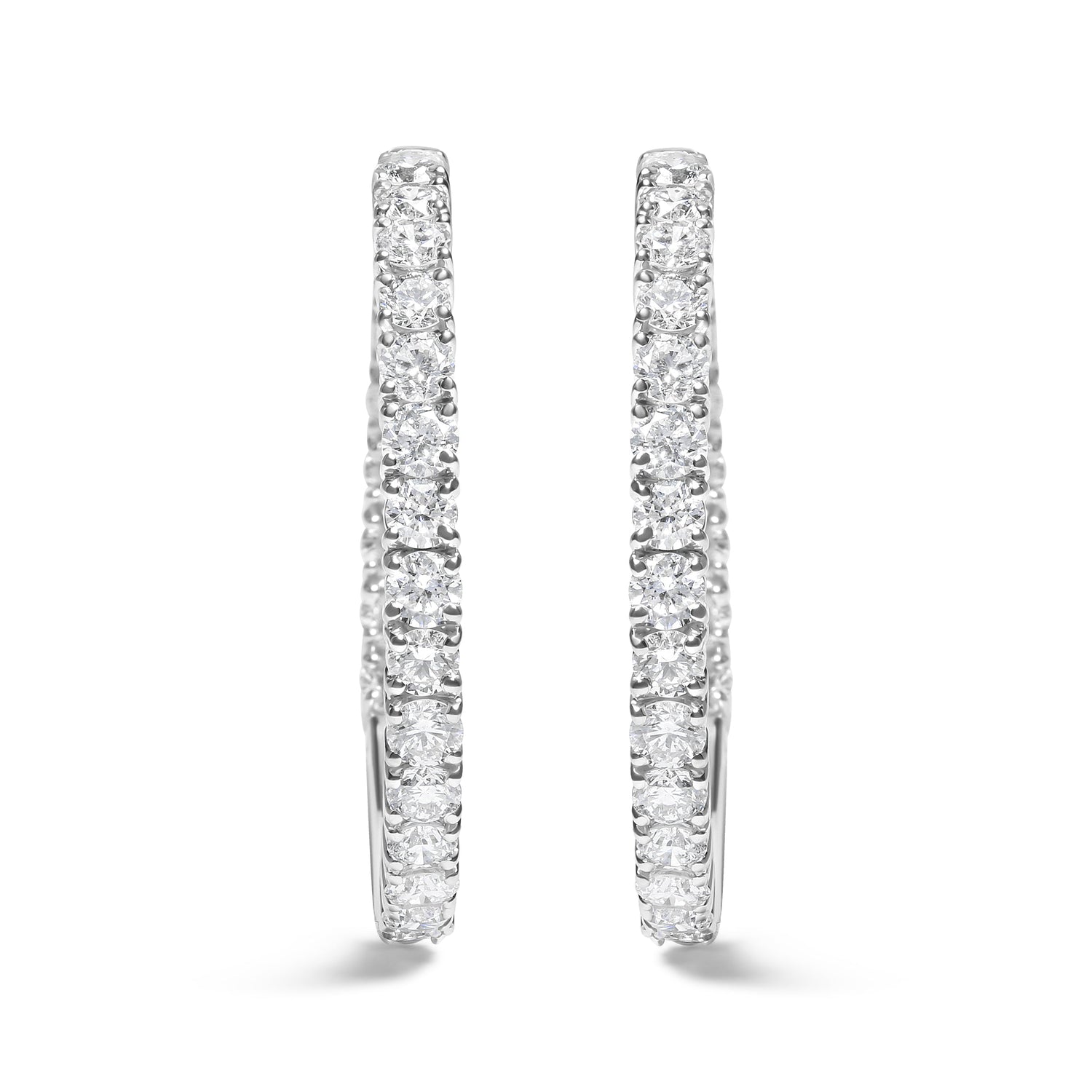 14K White Gold 5.00 Cttw Lab Grown Diamond Inside Out Hoop Earrings (F-G Color, VS1-VS2 Clarity) by Bids.com