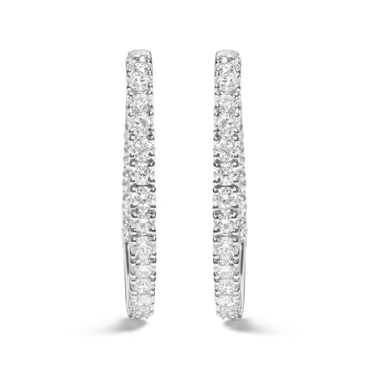 14K White Gold 5.00 Cttw Lab Grown Diamond Inside Out Hoop Earrings (F-G Color, VS1-VS2 Clarity) by Bids.com