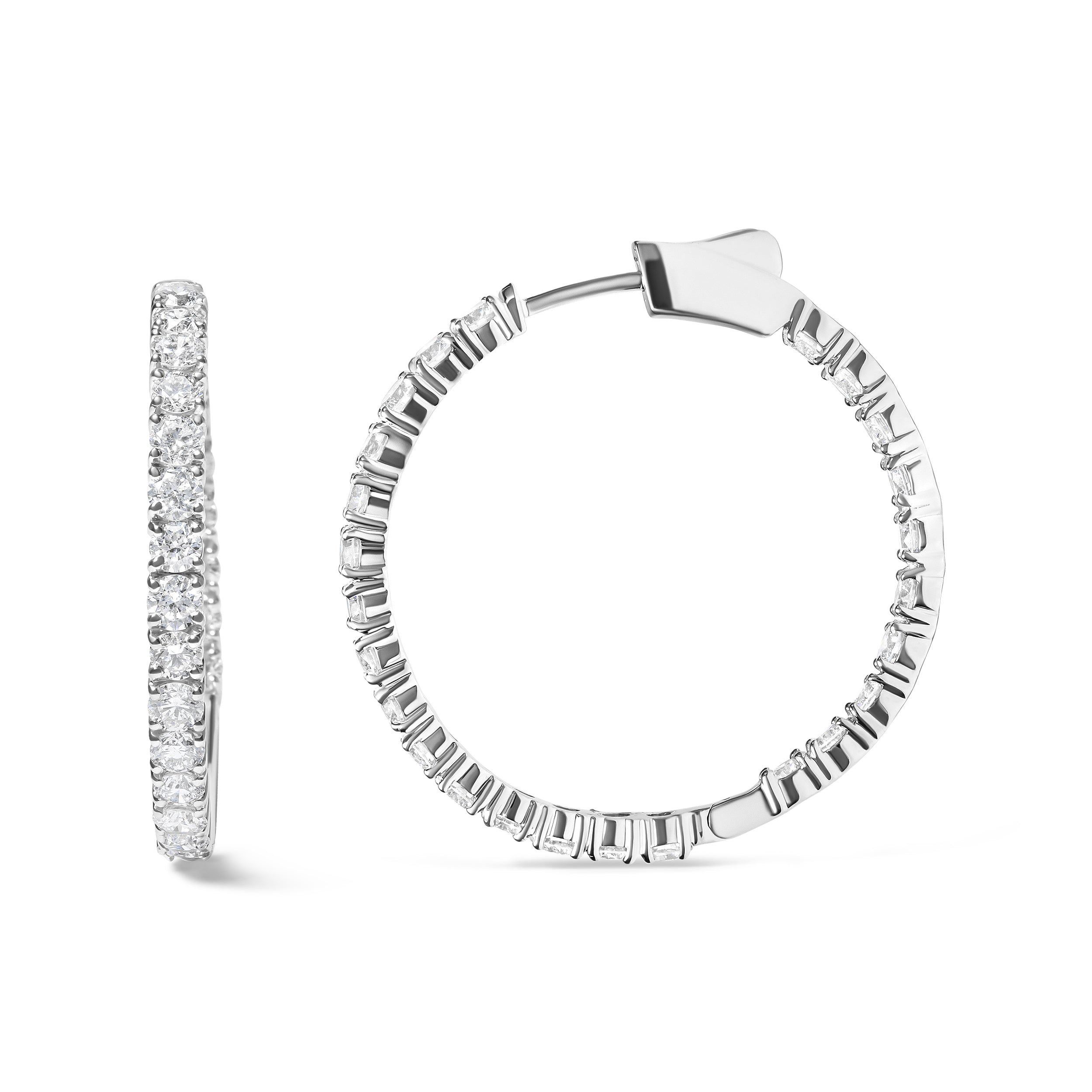 14K White Gold 5.00 Cttw Lab Grown Diamond Inside Out Hoop Earrings (F-G Color, VS1-VS2 Clarity) by Bids.com