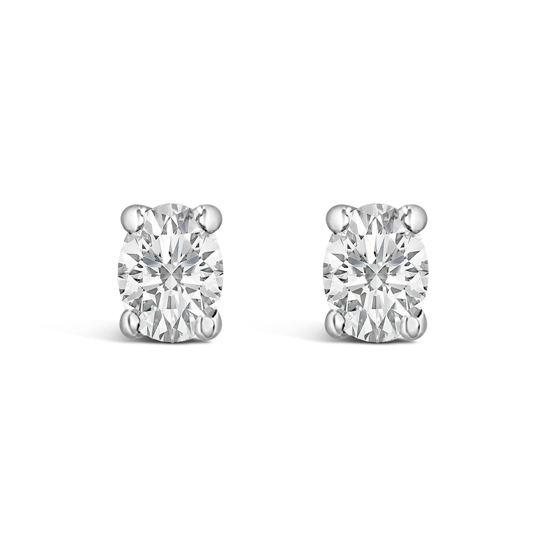 14K White Gold 1/4 Ctw Oval Lab-Grown Diamond Solitaire Stud Earrings by Bids.com