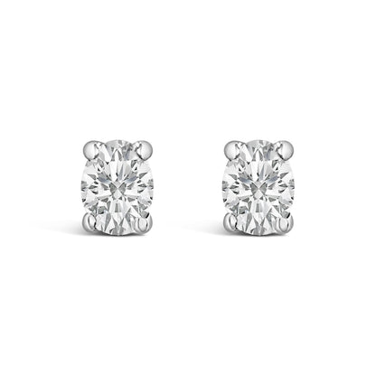 14K White Gold 1/4 Ctw Oval Lab-Grown Diamond Solitaire Stud Earrings by Bids.com