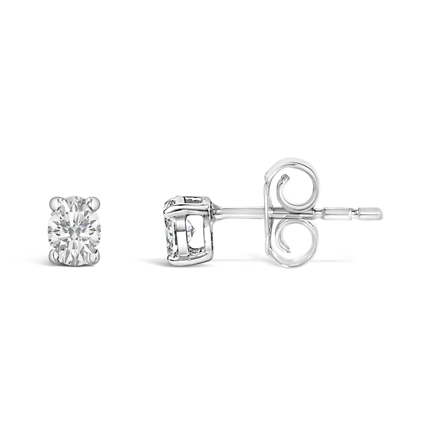 14K White Gold 1/4 Ctw Oval Lab-Grown Diamond Solitaire Stud Earrings by Bids.com