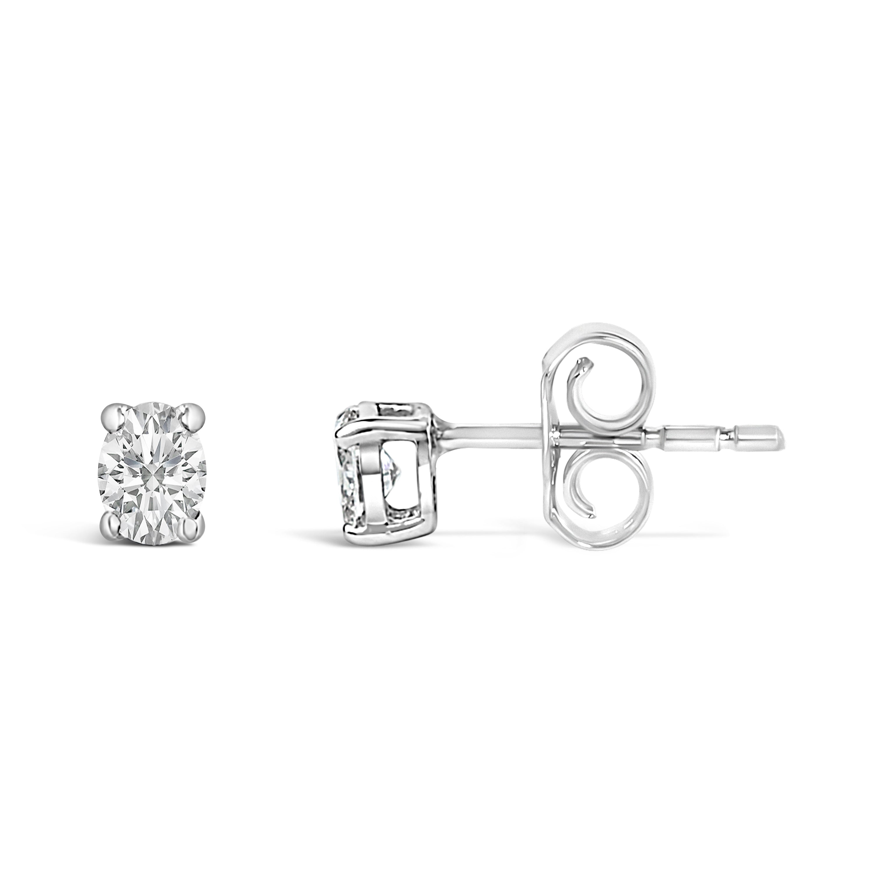 14K White Gold 1/4 Ctw Oval Lab-Grown Diamond Solitaire Stud Earrings by Bids.com