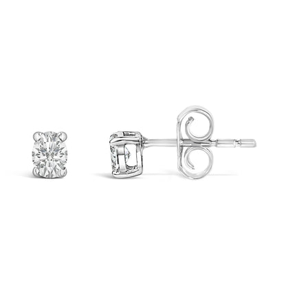 14K White Gold 1/4 Ctw Oval Lab-Grown Diamond Solitaire Stud Earrings by Bids.com