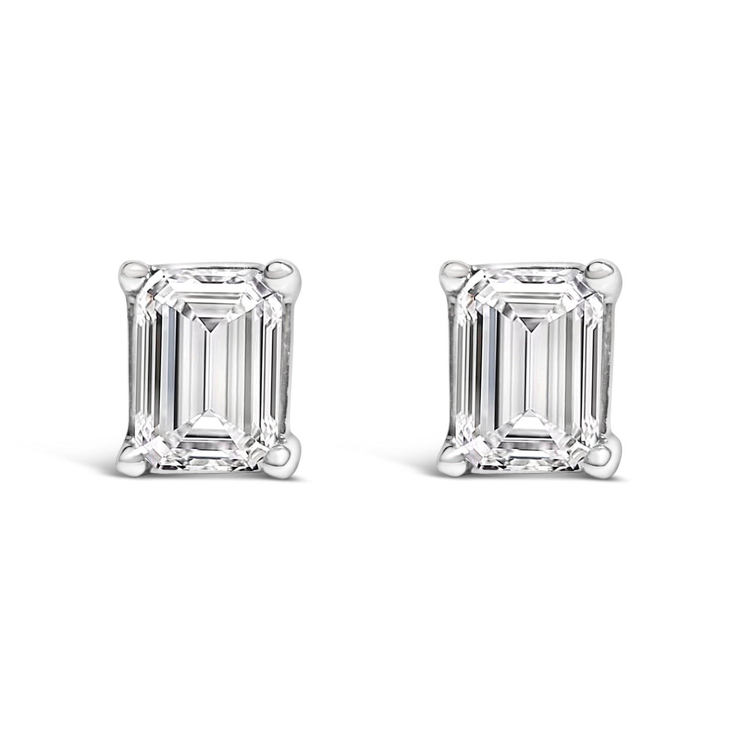 14K White Gold 1.0 Cttw Emerald Cut Lab-Grown Diamond Solitaire Stud Earrings (F-G Color, VS1-VS2 Clarity) by Bids.com