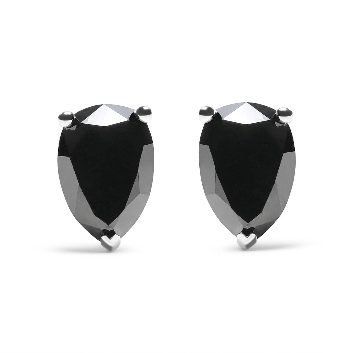 14K White Gold 2.00 Cttw Pear Cut Black Diamond Stud Earrings by Bids.com