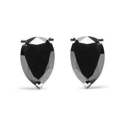 14K White Gold 2.00 Cttw Pear Cut Black Diamond Stud Earrings by Bids.com