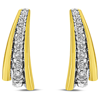 10K Yellow Gold Plated .925 Sterling Silver 0.50 Cttw Round Diamond Graduated Huggie Earrings (I-J Color, I2-I3 Clarity) by Bids.com