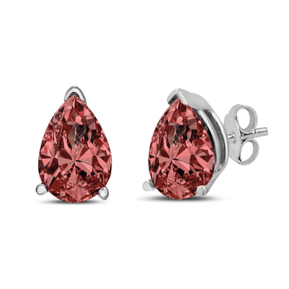 14K White Gold 1/2 Cttw Lab Grown Pink Pear Diamond 3 Prong Set Martini Solitaire Stud Earrings (Pink Color, VS2-SI1 Clarity) by Bids.com