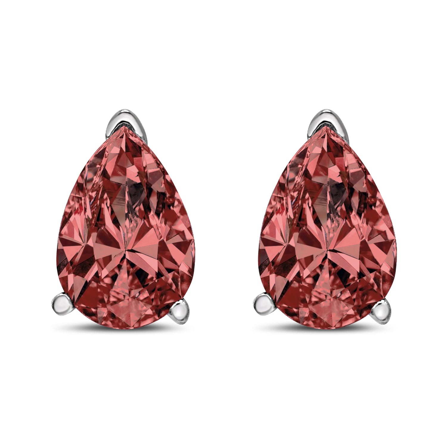 14K White Gold 1/2 Cttw Lab Grown Pink Pear Diamond 3 Prong Set Martini Solitaire Stud Earrings (Pink Color, VS2-SI1 Clarity) by Bids.com