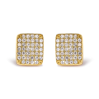 14K Yellow Gold 1/2 Cttw Diamond Square Shaped Composite Cluster Stud Earrings (I-J Color, I1-I2 Clarity) by Bids.com
