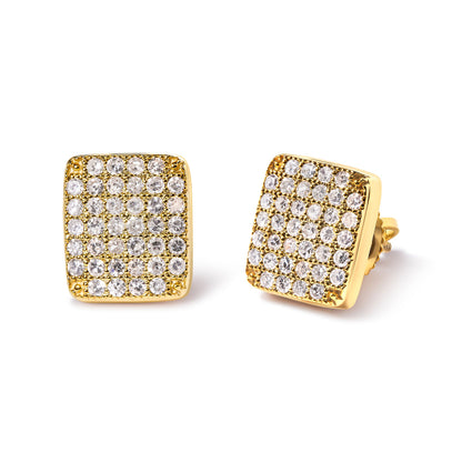 14K Yellow Gold 1/2 Cttw Diamond Square Shaped Composite Cluster Stud Earrings (I-J Color, I1-I2 Clarity) by Bids.com