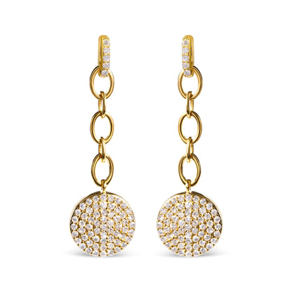 18K Yellow Gold Plated .925 Sterling Silver 1.0 Cttw Diamond Composite Cluster Dangle Chain Earrings (I-J Color, I1-I2 Clarity) by Bids.com