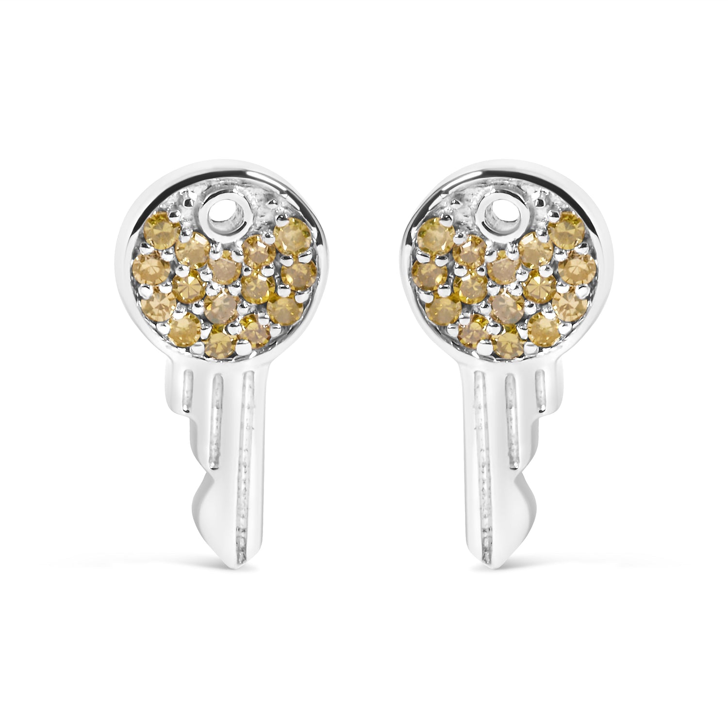 925 Sterling Silver 1/6ct TDW  Yellow Treated  Diamond Charm Earrings  DestGlow