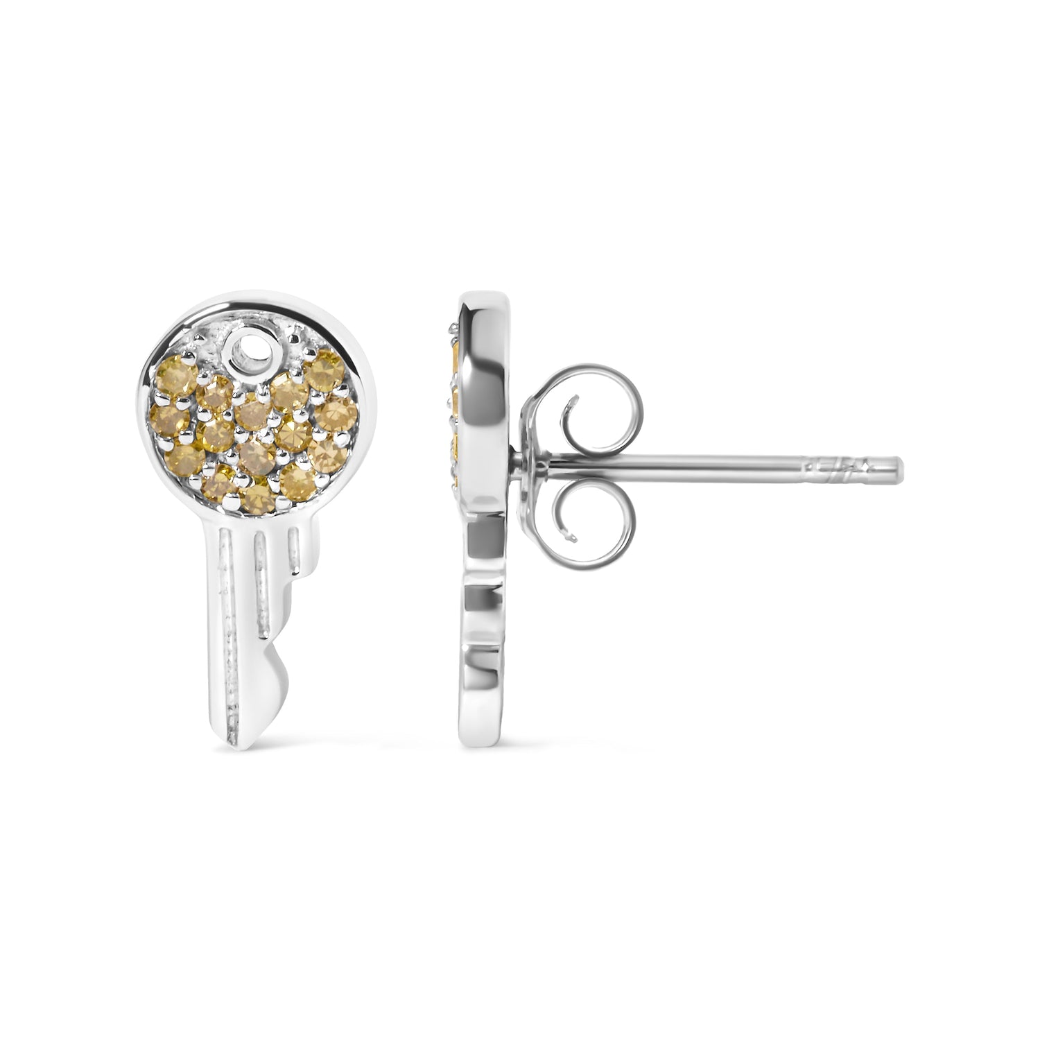 925 Sterling Silver 1/6ct TDW  Yellow Treated  Diamond Charm Earrings  DestGlow
