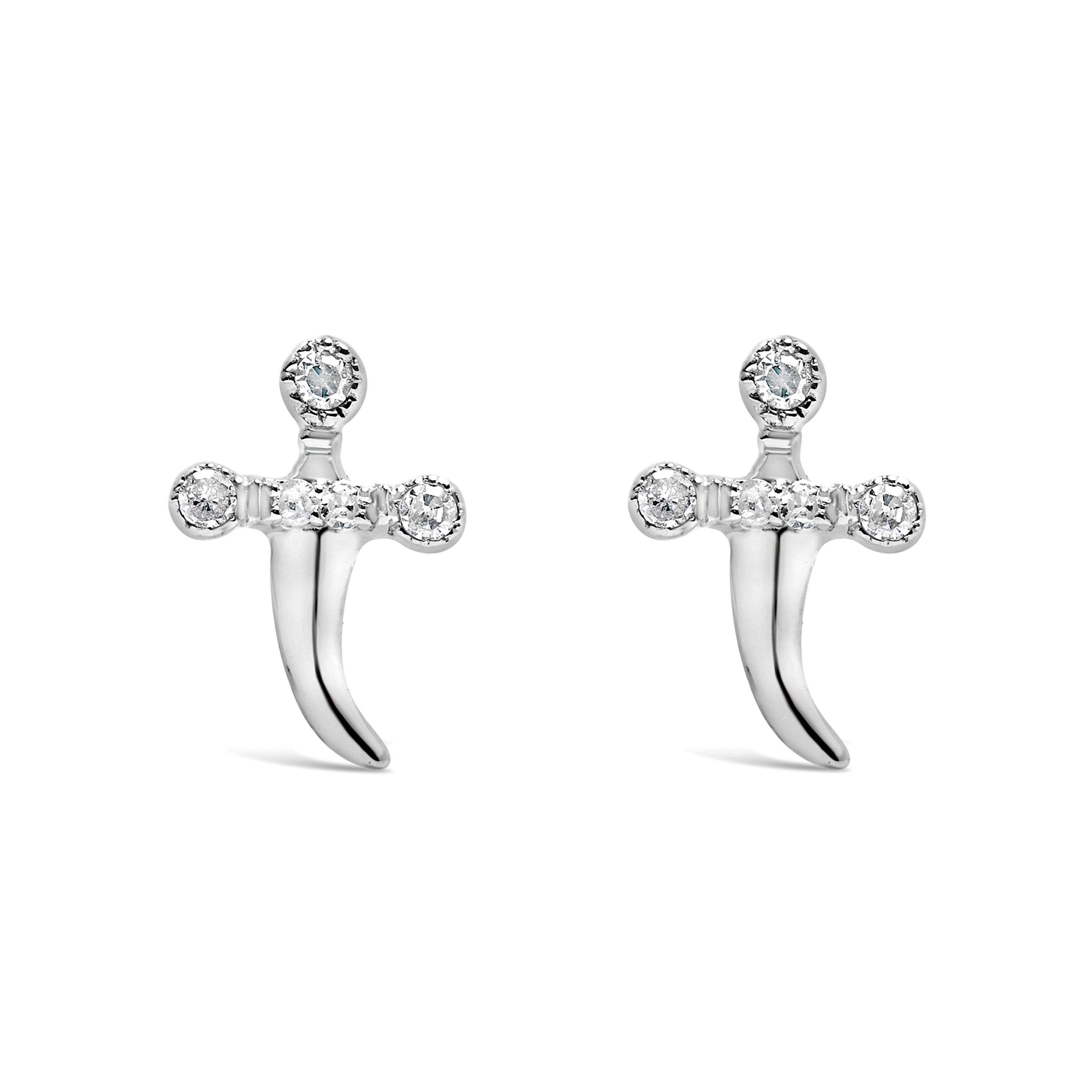 .925 Sterling Silver Diamond Accent Knife Earrings (H-I Color, I2-I3 Clarity)  DestGlow