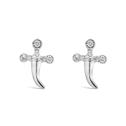 .925 Sterling Silver Diamond Accent Knife Earrings (H-I Color, I2-I3 Clarity)  DestGlow