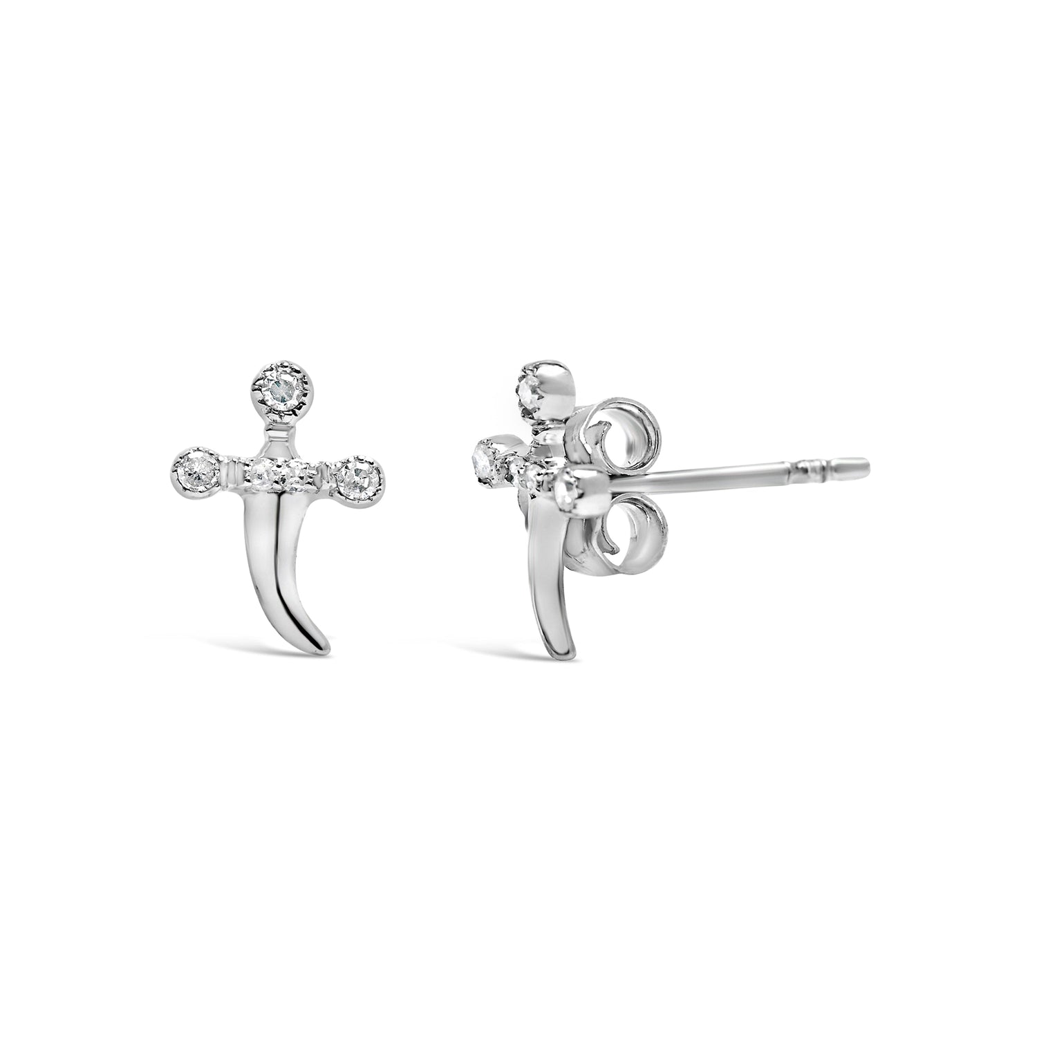 .925 Sterling Silver Diamond Accent Knife Earrings (H-I Color, I2-I3 Clarity)  DestGlow