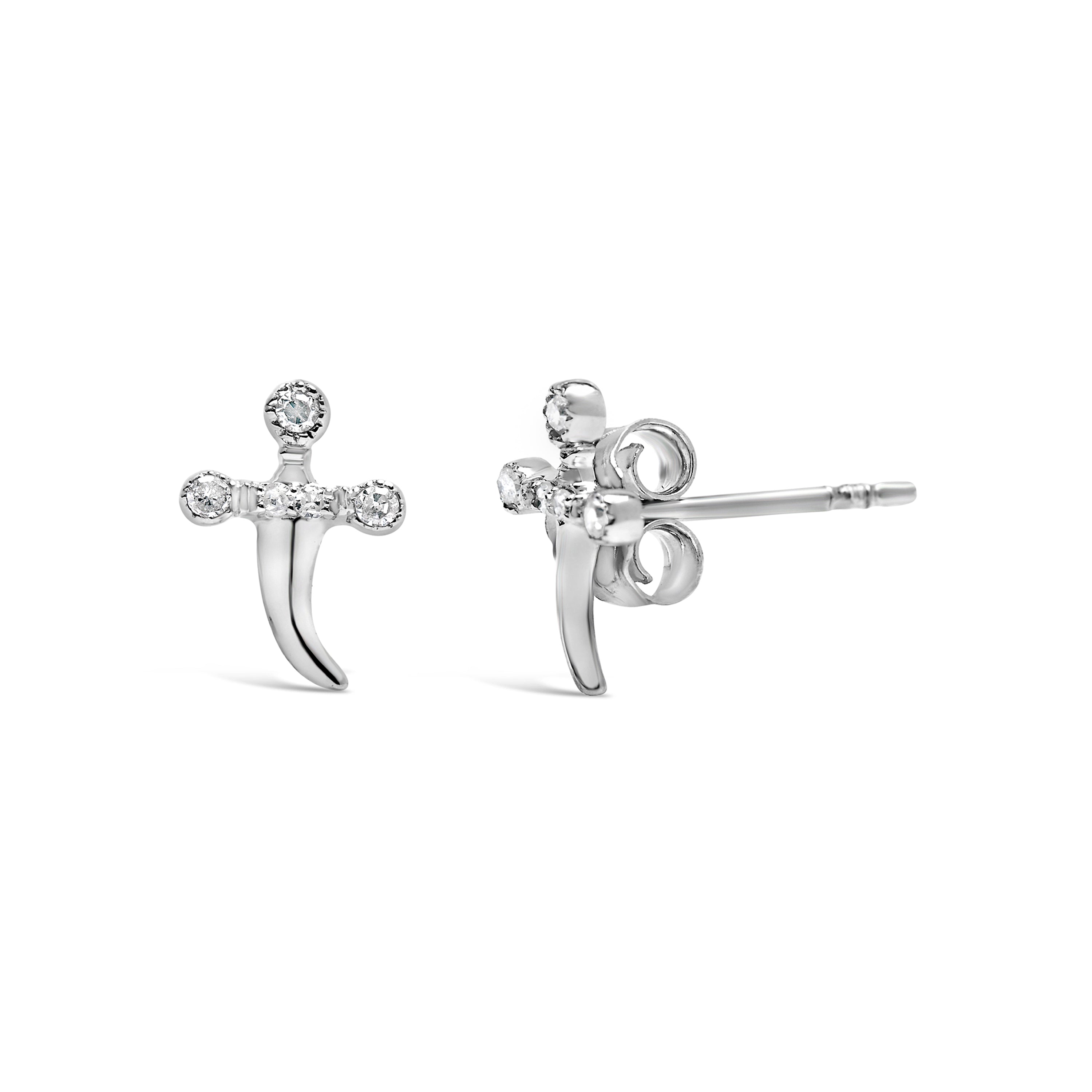 .925 Sterling Silver Diamond Accent Knife Earrings (H-I Color, I2-I3 Clarity)  DestGlow