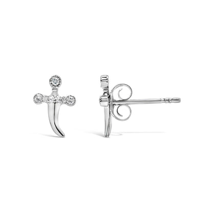 .925 Sterling Silver Diamond Accent Knife Earrings (H-I Color, I2-I3 Clarity)  DestGlow