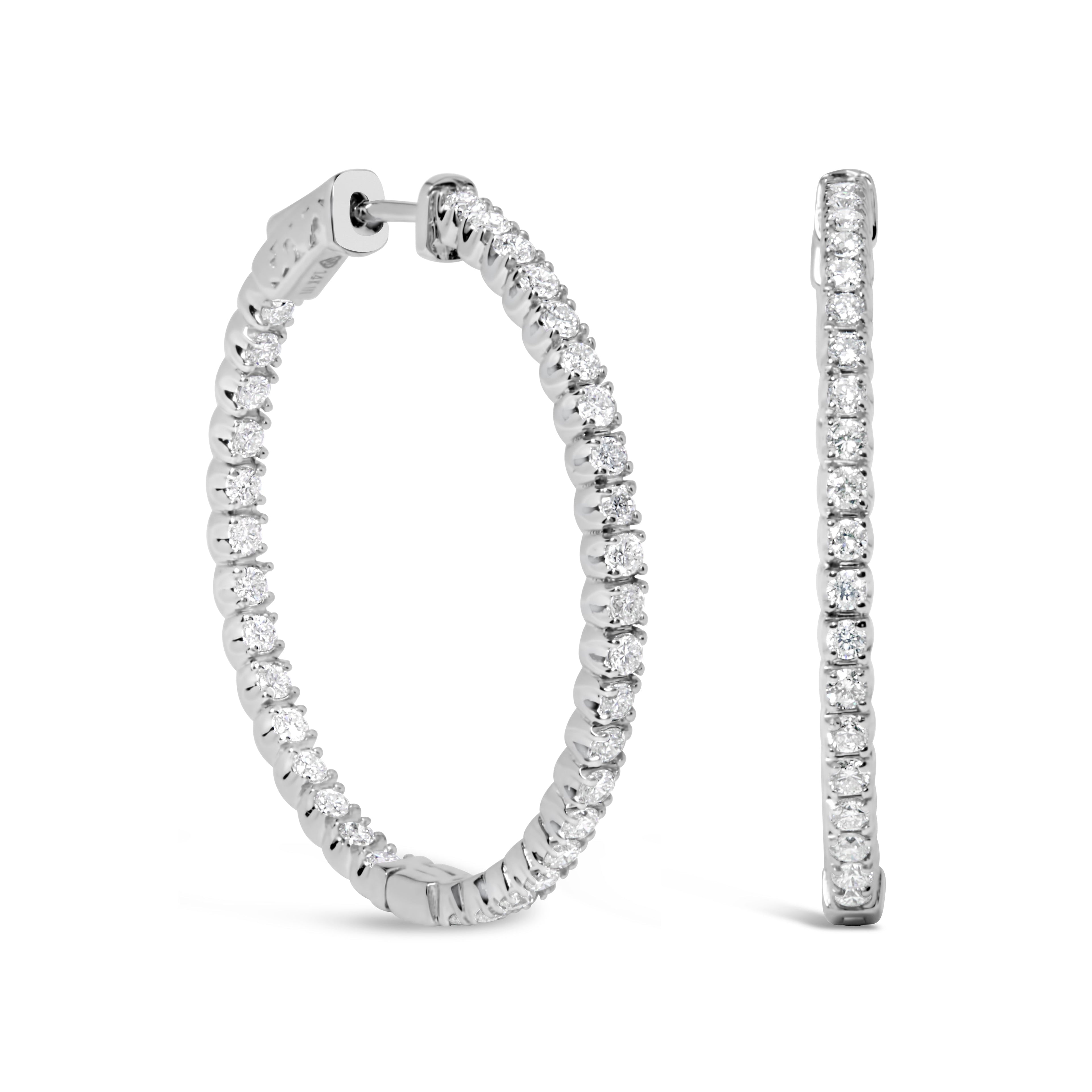 14K White Gold 1 3/4 Cttw Lab Grown Diamond Inside Out Hoop Earrings (G-H Color, VS2-SI1 Clarity) by Bids.com