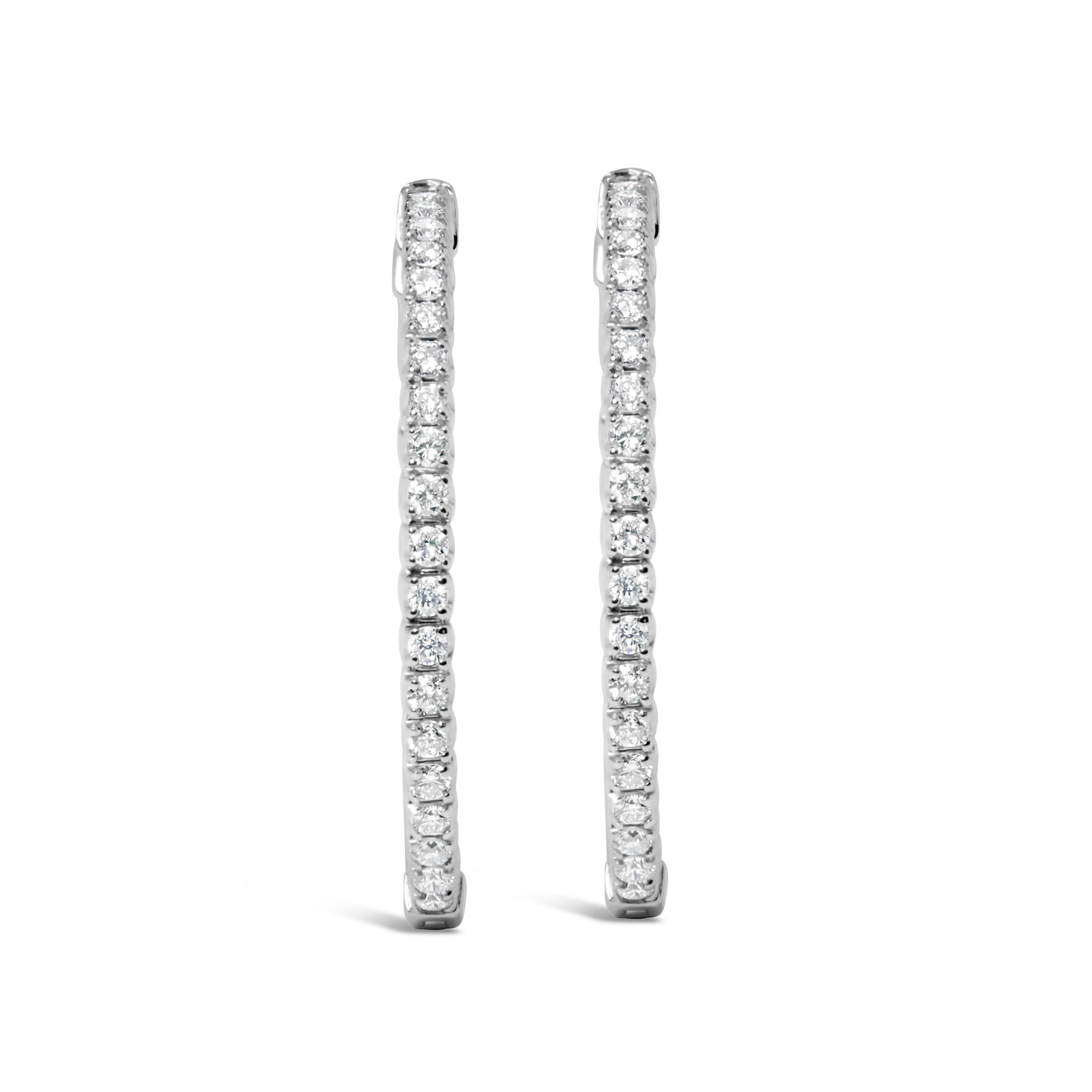 14K White Gold 1 3/4 Cttw Lab Grown Diamond Inside Out Hoop Earrings (G-H Color, VS2-SI1 Clarity) by Bids.com