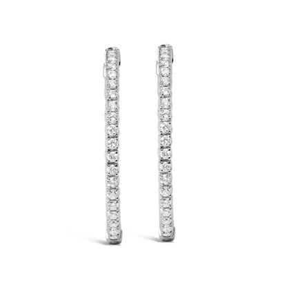 14K White Gold 1 3/4 Cttw Lab Grown Diamond Inside Out Hoop Earrings (G-H Color, VS2-SI1 Clarity) by Bids.com