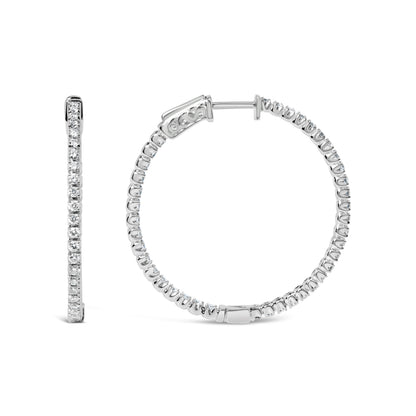 14K White Gold 1 1/2 Cttw Lab Grown Diamond Inside Out Hoop Earrings (G-H Color, VS2-SI1 Clarity) by Bids.com