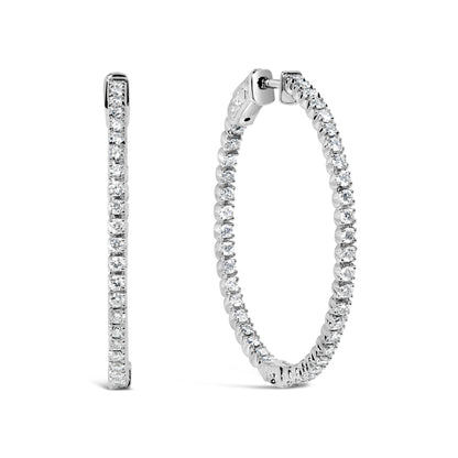 14K White Gold 1 1/2 Cttw Lab Grown Diamond Inside Out Hoop Earrings (G-H Color, VS2-SI1 Clarity) by Bids.com
