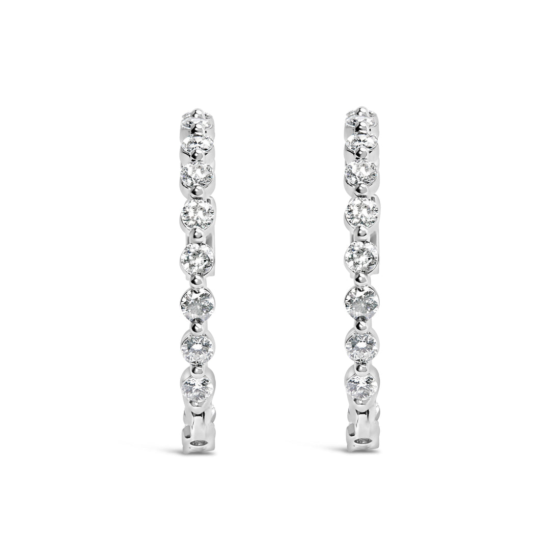 14K White Gold 5.00 Cttw Lab Grown Diamond Inside-Out Hoop Earring by Bids.com
