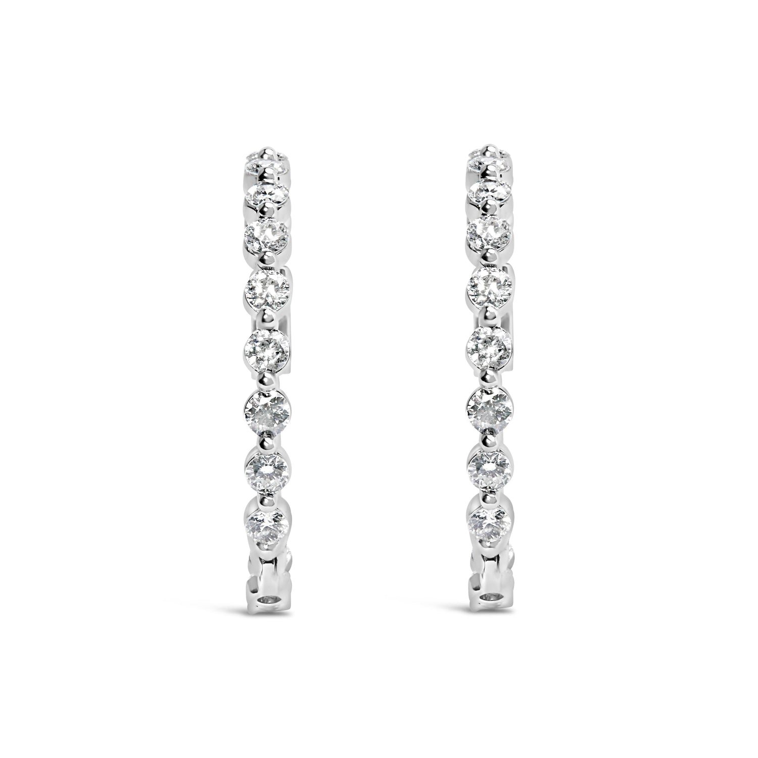 14K White Gold 5.00 Cttw Lab Grown Diamond Inside-Out Hoop Earring by Bids.com