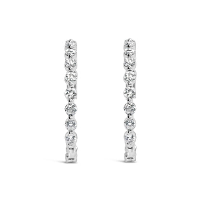 14K White Gold 5.00 Cttw Lab Grown Diamond Inside-Out Hoop Earring by Bids.com