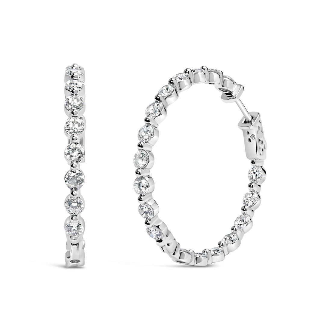 14K White Gold 5.00 Cttw Lab Grown Diamond Inside-Out Hoop Earring by Bids.com