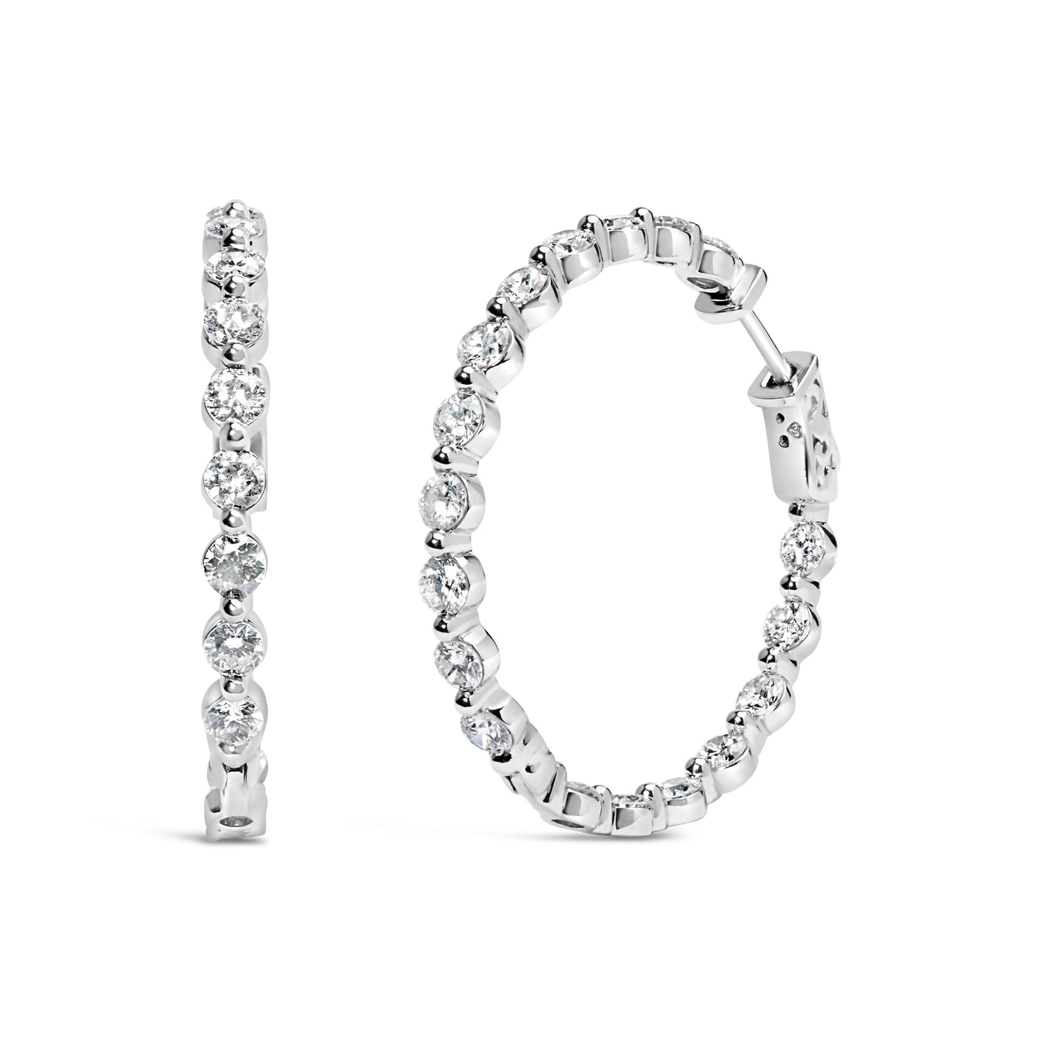 14K White Gold 5.00 Cttw Lab Grown Diamond Inside-Out Hoop Earring by Bids.com
