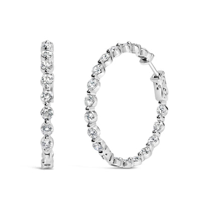 14K White Gold 5.00 Cttw Lab Grown Diamond Inside-Out Hoop Earring by Bids.com