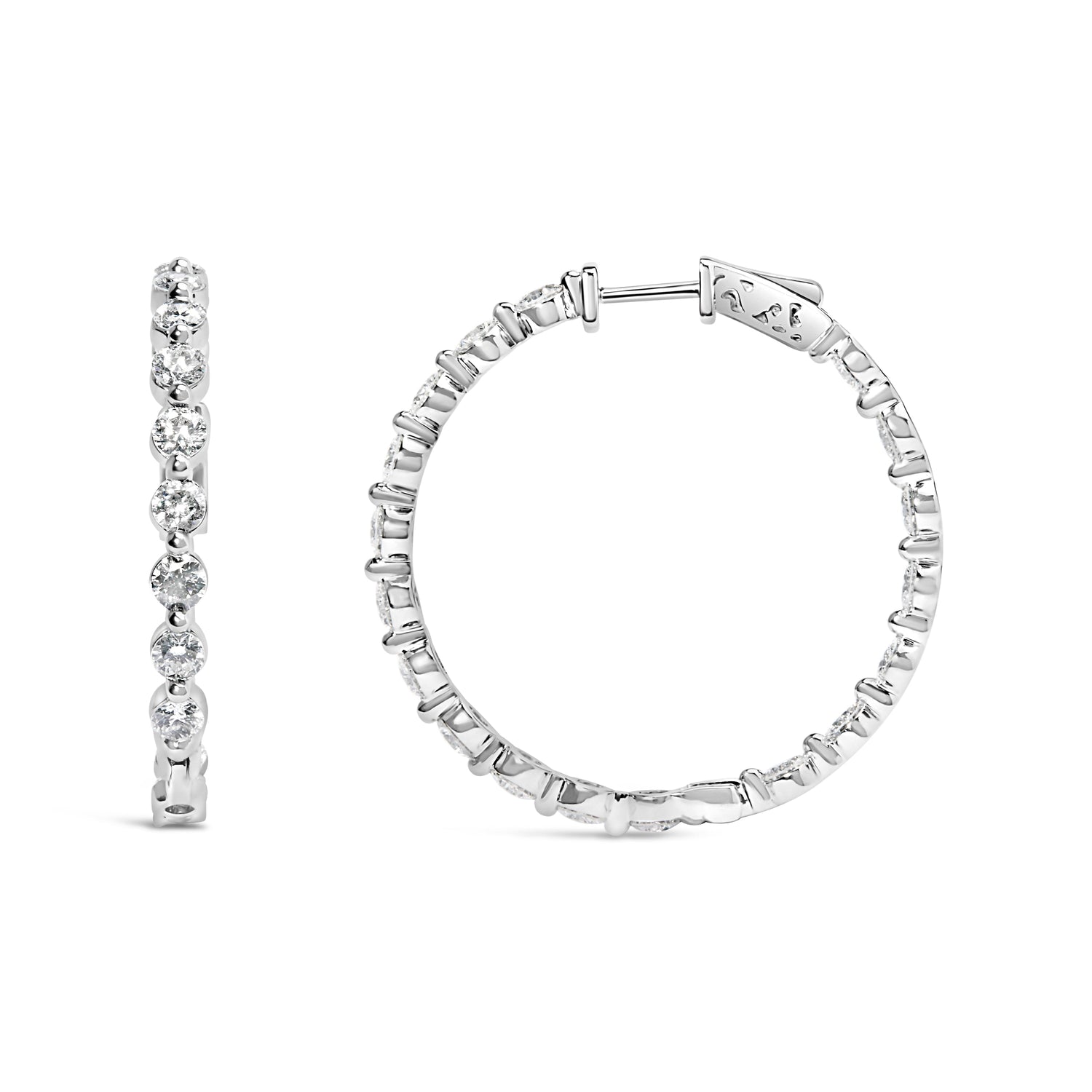 14K White Gold 5.00 Cttw Lab Grown Diamond Inside-Out Hoop Earring by Bids.com