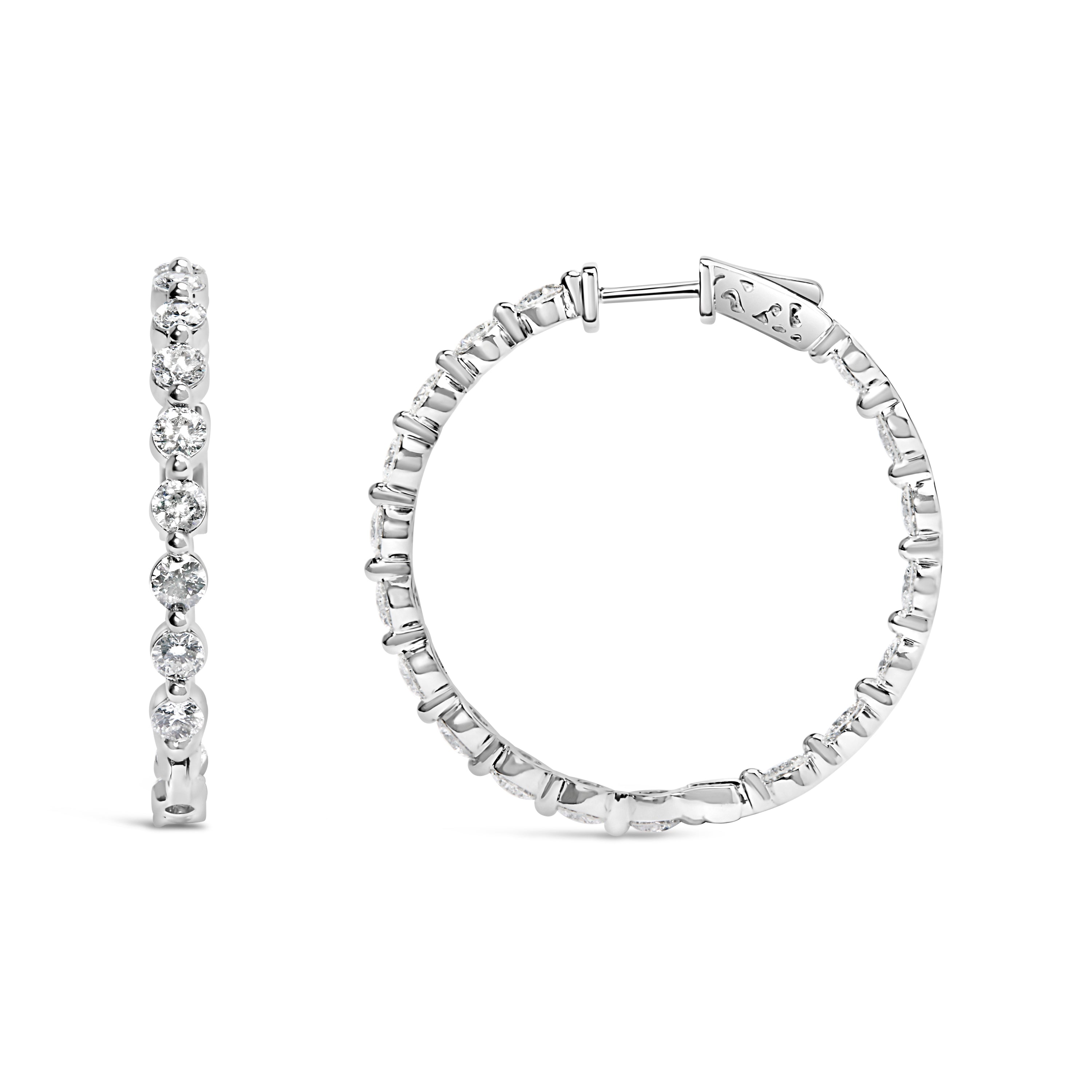14K White Gold 5.00 Cttw Lab Grown Diamond Inside-Out Hoop Earring by Bids.com