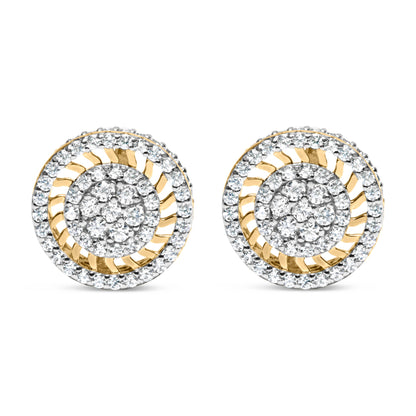 10K Yellow Gold 1.00 Cttw Diamond Halo Radiant Sunburst Stud Earrings (I-J Color, I2-I3 Clarity) by Bids.com