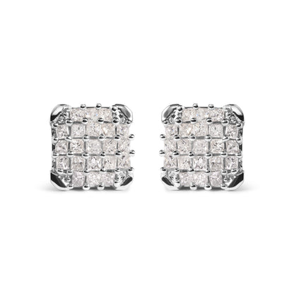 10K White Gold 3/4 Cttw Princess Diamond Composite Open Frame Stud Earrings (I-J Color, I1-I2 Clarity) by Bids.com