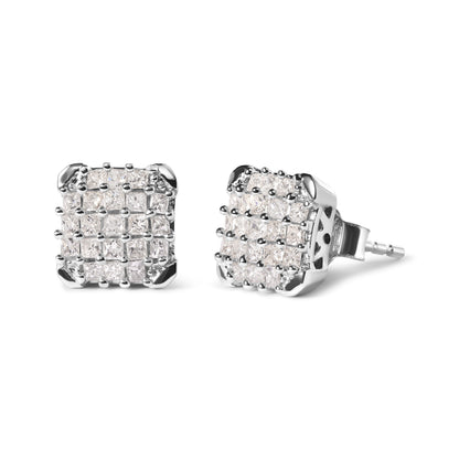 10K White Gold 3/4 Cttw Princess Diamond Composite Open Frame Stud Earrings (I-J Color, I1-I2 Clarity) by Bids.com
