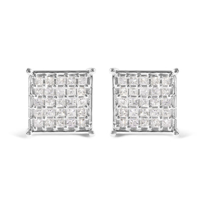 10K White Gold 3/4 Cttw Princess Diamond Composite Stud Earrings (I-J Color, I1-I2 Clarity) by Bids.com