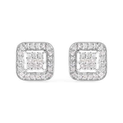 10K White Gold 5/8 Cttw Diamond Square Shaped Composite Stud Earrings (I-J Color, I1-I2 Clarity) by Bids.com