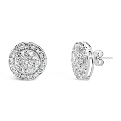 .925 Sterling Silver 3/4 Cttw Diamond Composite and Halo Stud Earrings (H-I Color, SI1-SI2 Clarity)  DestGlow