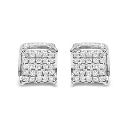 10K White Gold 1/2 Cttw Princess Cut Diamond Square Shaped Multi Stone Stud Earrings (H-I Color, SI1-SI2 Clarity) by Bids.com