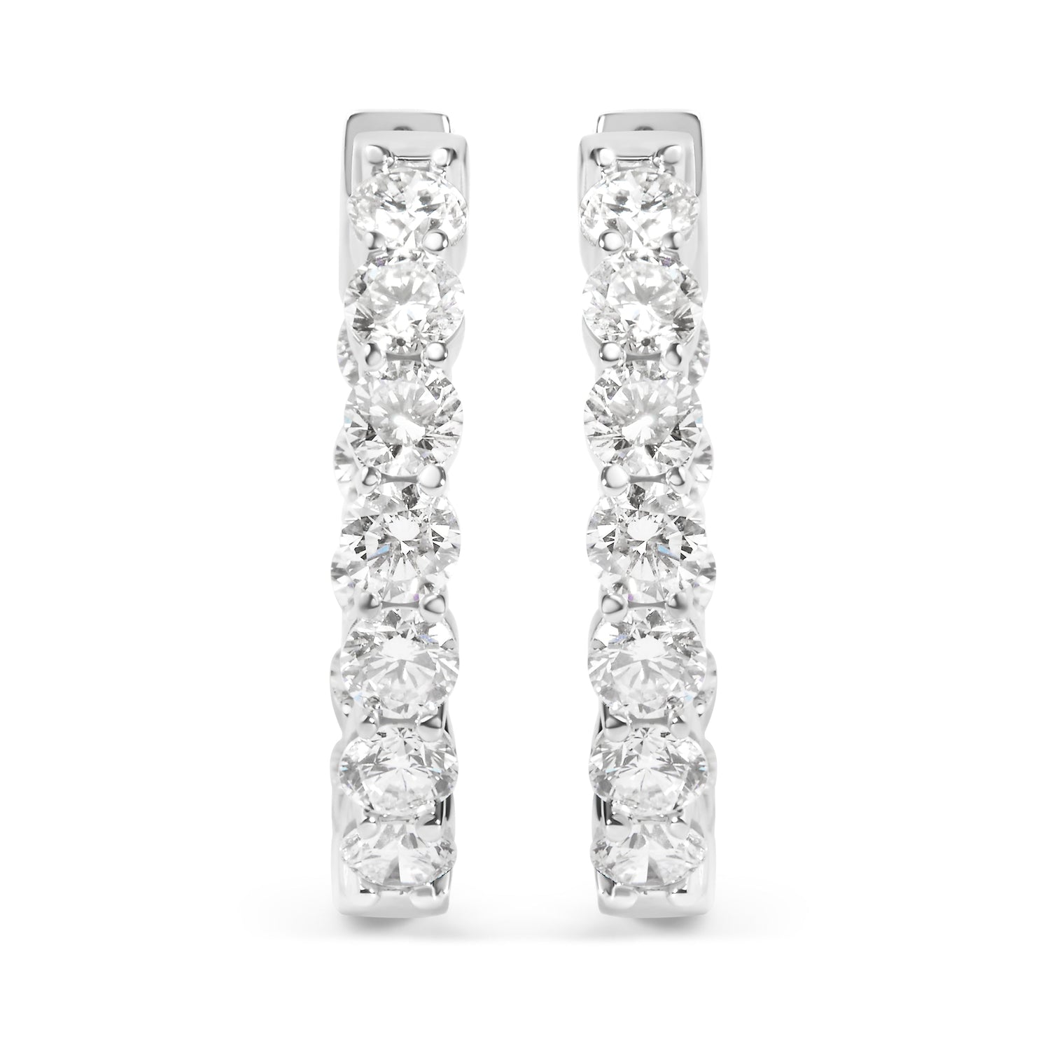 14K White Gold 5.00 Cttw Lab-Grown Diamond Inside Out Hoop Earrings  DestGlow