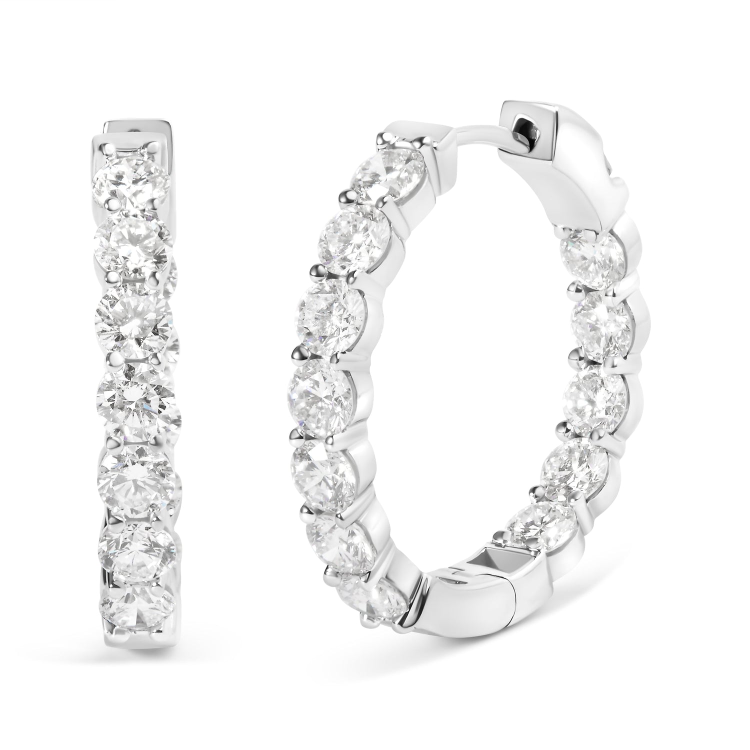 14K White Gold 5.00 Cttw Lab-Grown Diamond Inside Out Hoop Earrings  DestGlow