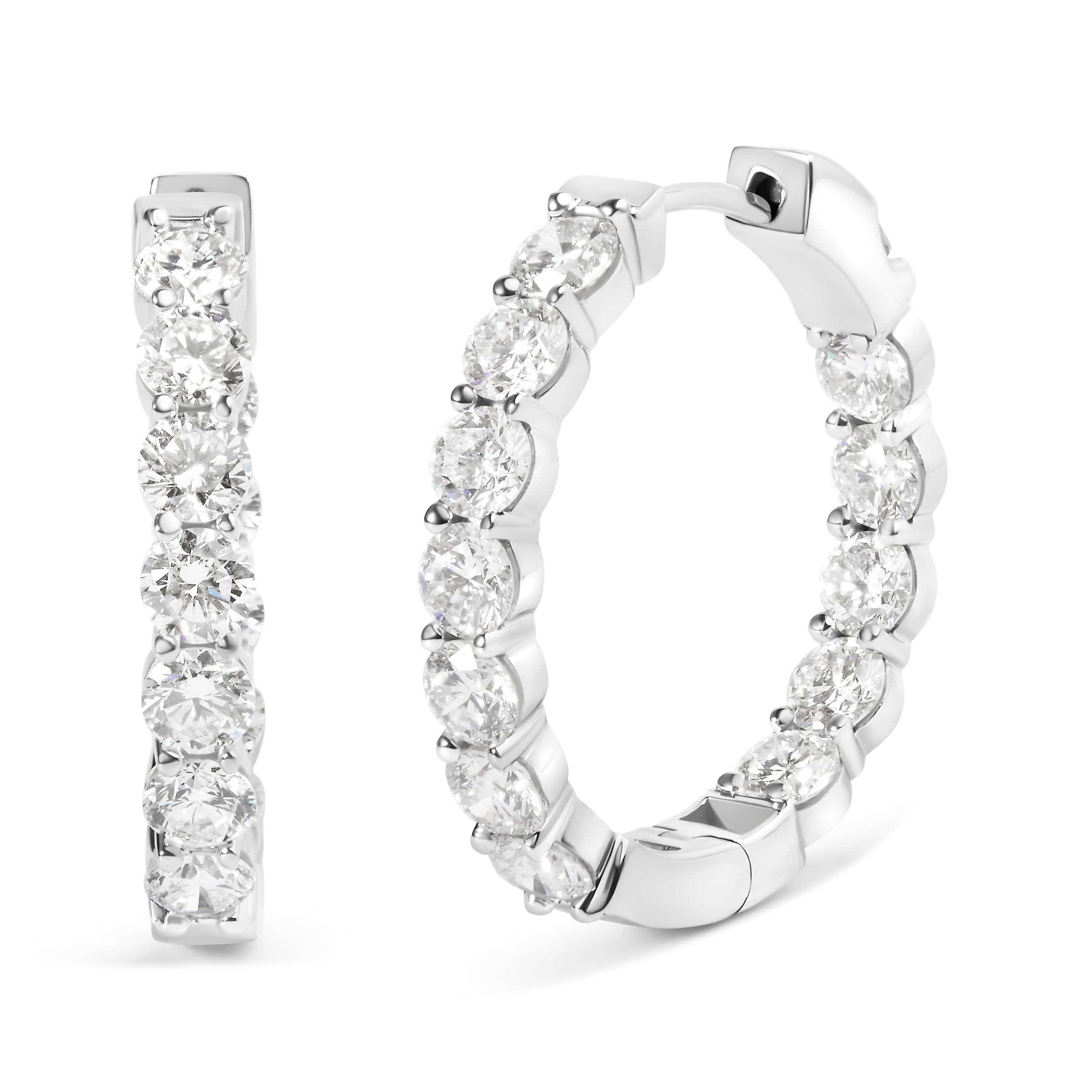 14K White Gold 5.00 Cttw Lab-Grown Diamond Inside Out Hoop Earrings  DestGlow