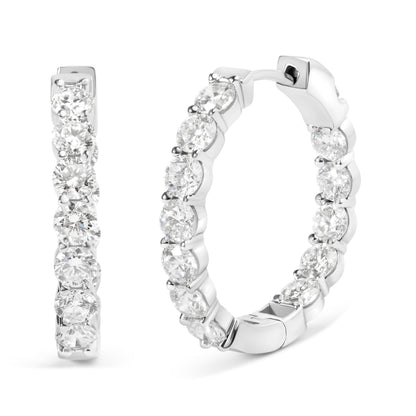 14K White Gold 5.00 Cttw Lab-Grown Diamond Inside Out Hoop Earrings  DestGlow