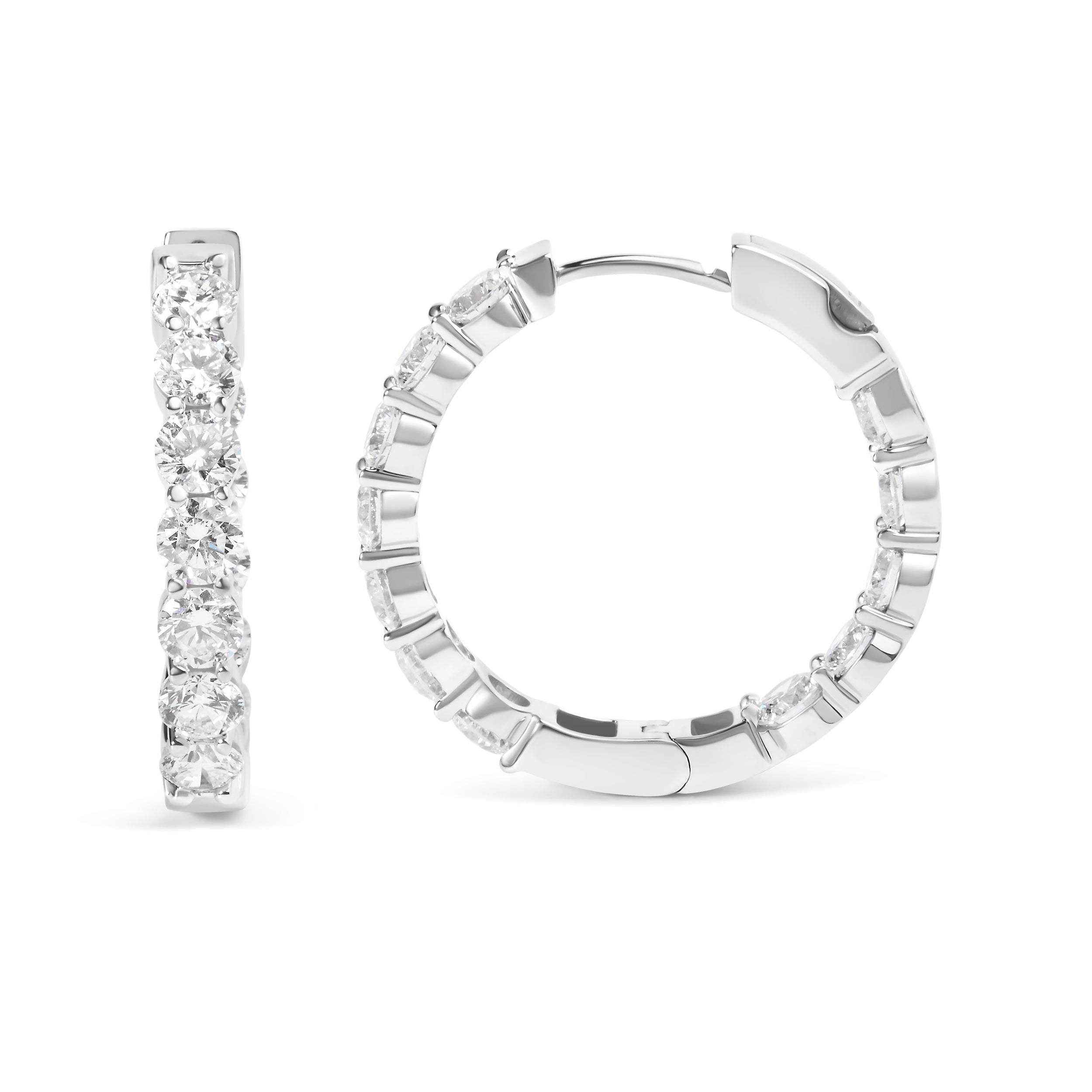 14K White Gold 5.00 Cttw Lab-Grown Diamond Inside Out Hoop Earrings  DestGlow